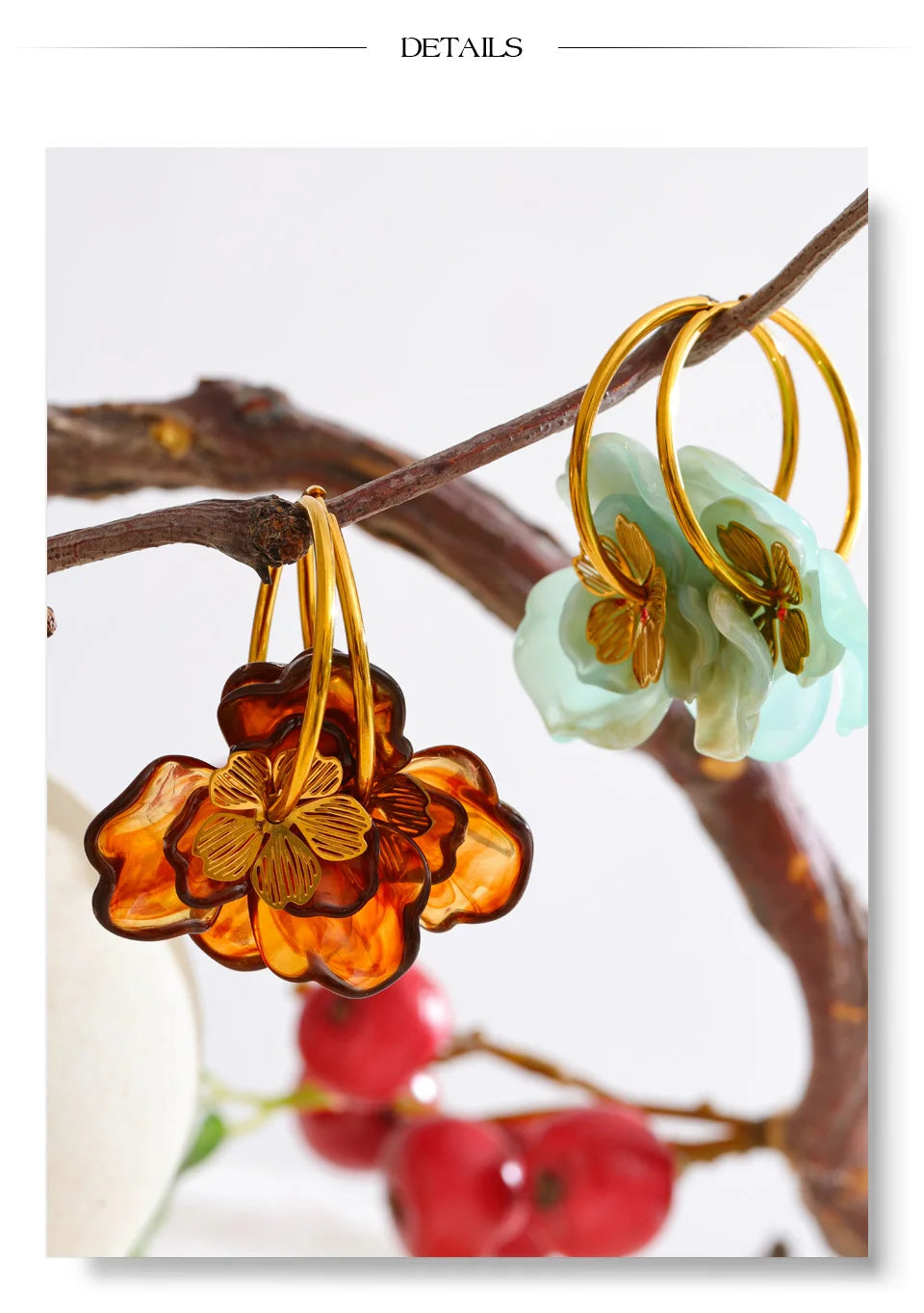 Amber Bloom Hoops