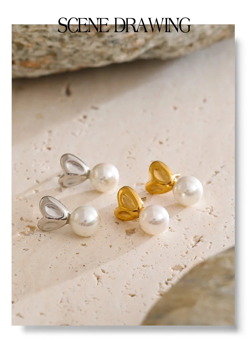 Pearl Heart Studs