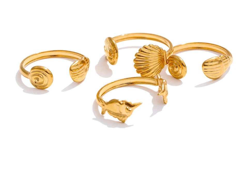 Adjustable Shell Open Ring