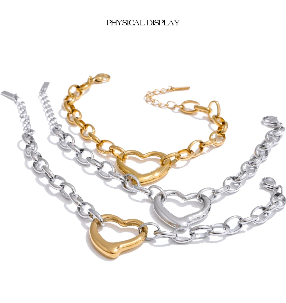 Chunky Chain Heart Bracelet