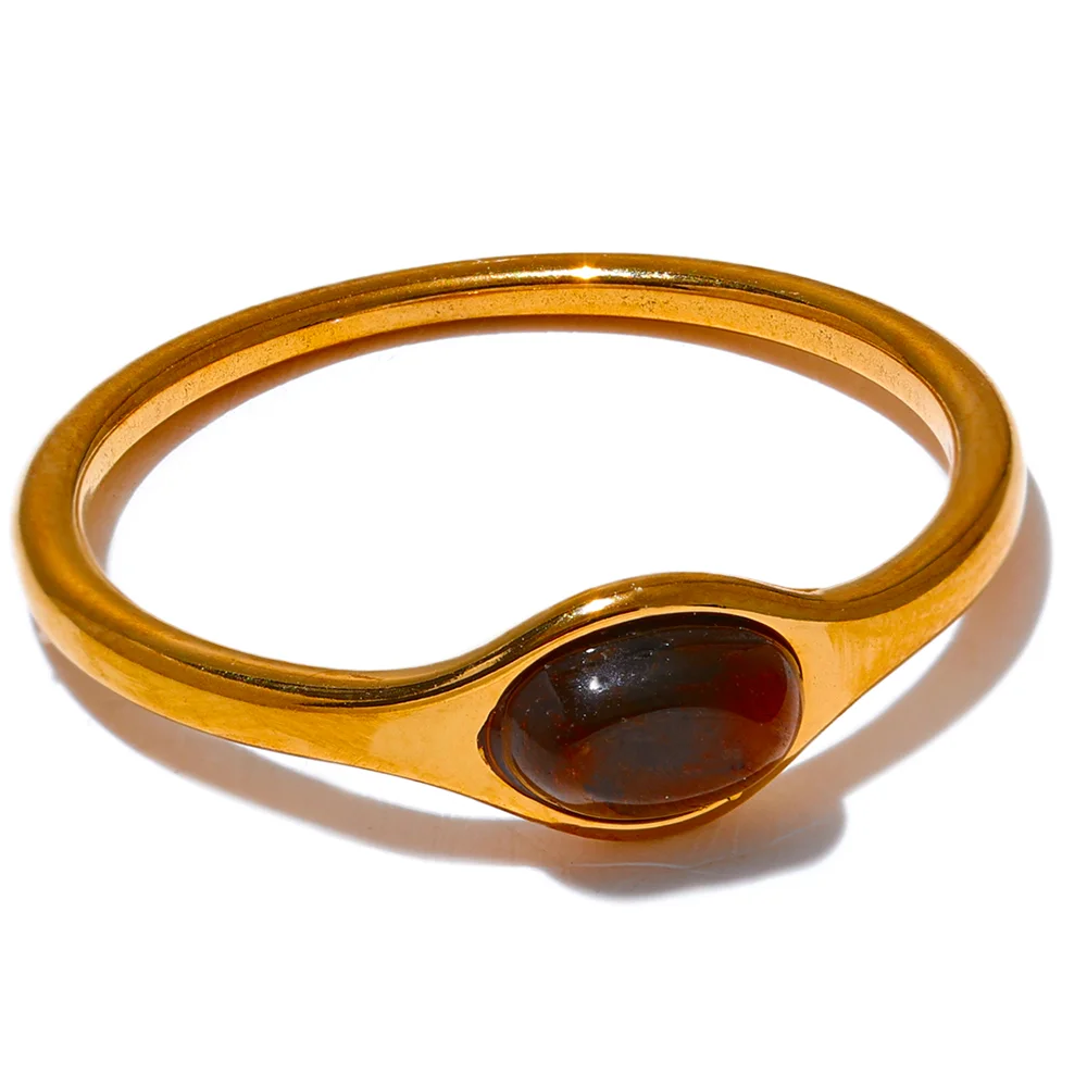 Golden Geometric Stone Ring