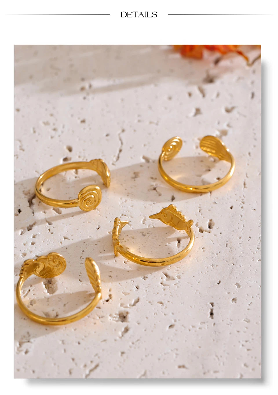 Adjustable Shell Open Ring