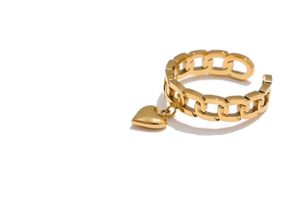 Romantic Heart Gold Ring
