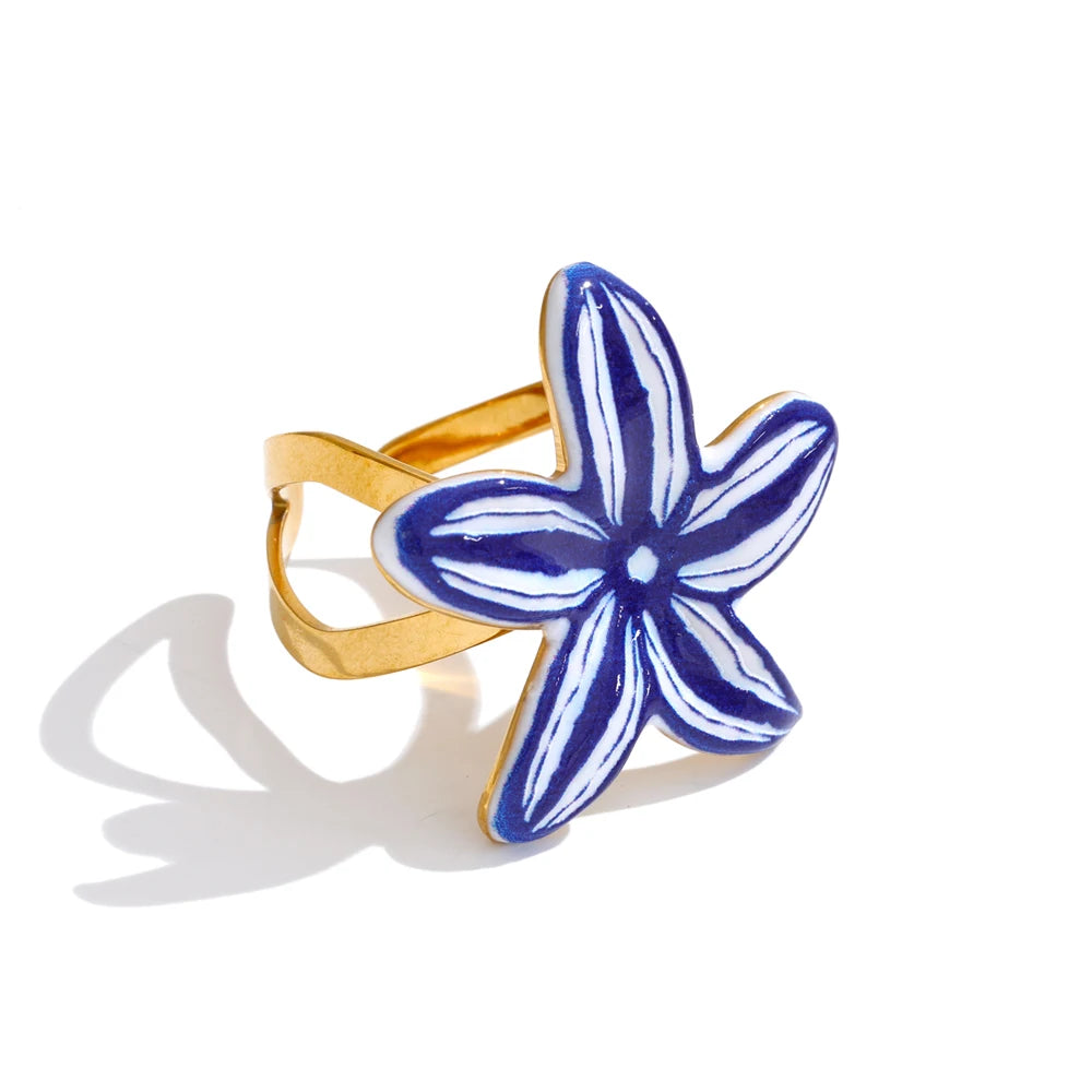 Blue Blossom Statement Ring