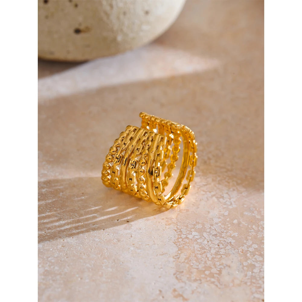 Wide Beaded Cuff Ring
