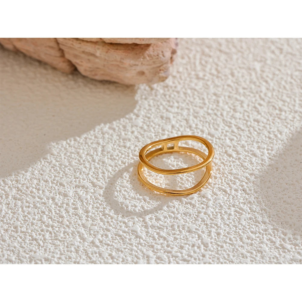 Double-Line Oval Ring