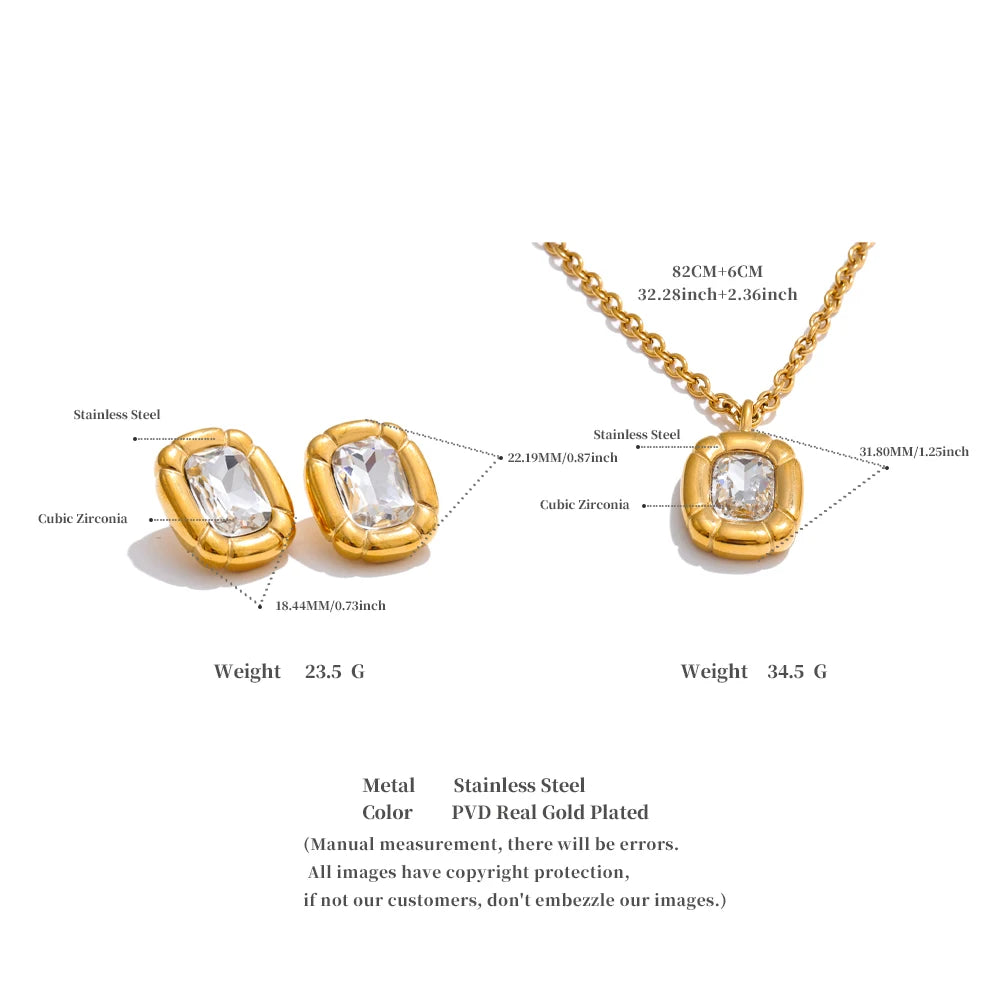 Framed Crystal Necklace &amp; Stud Set