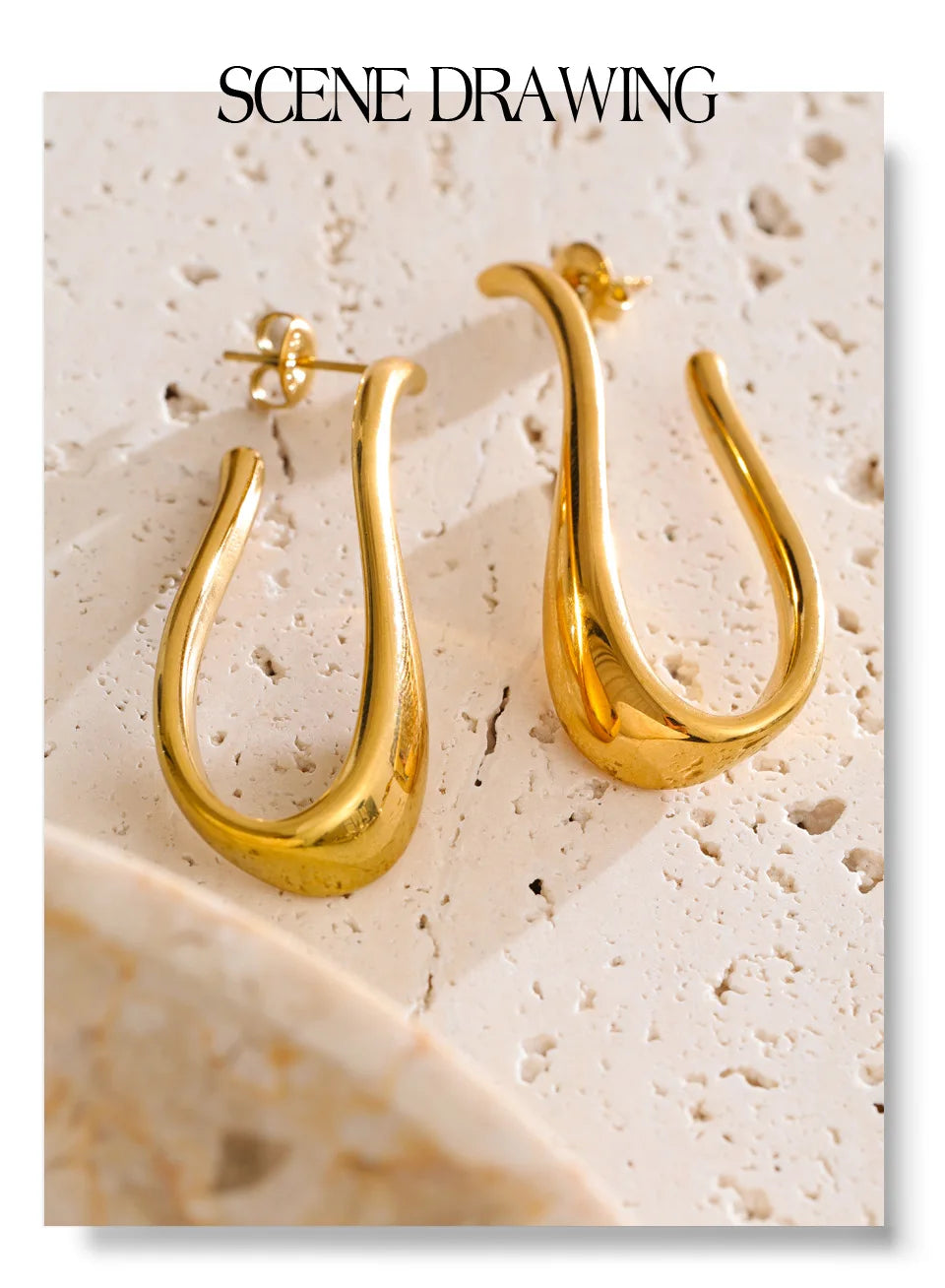 Sculptural Gold Drop Earrings