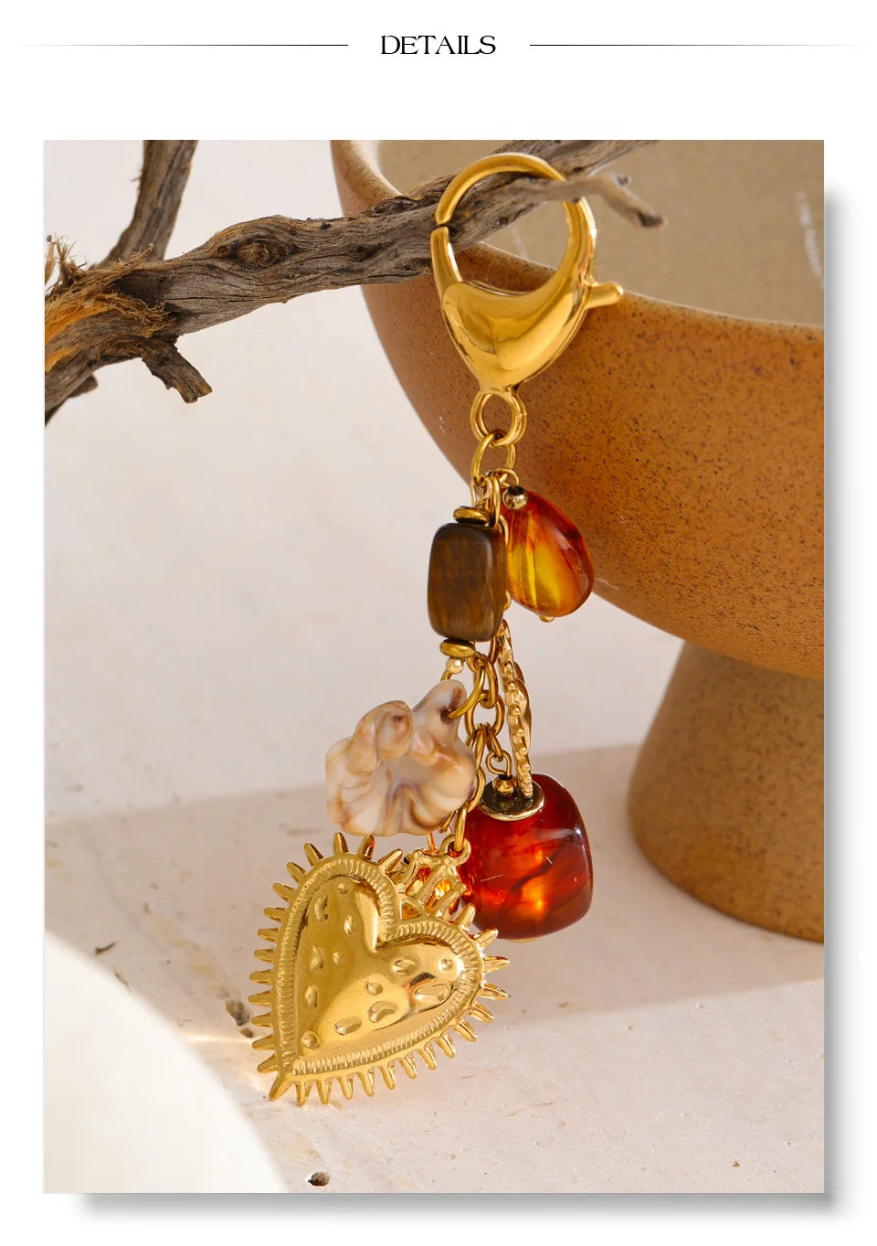 Stainless Resin Heart Chain Pendant Key Chain