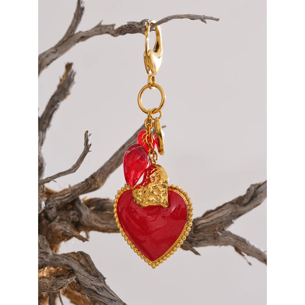 Red Glass Drop Key Chains