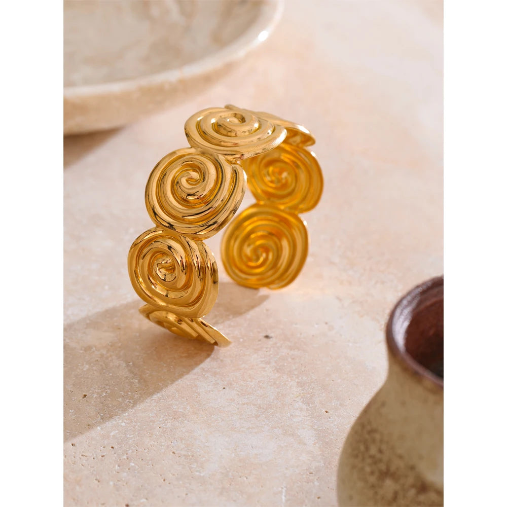 Spiral Gold Cuff Bracelet