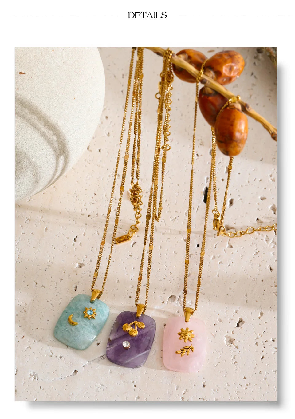 Pastel Stone Charm Necklace Set