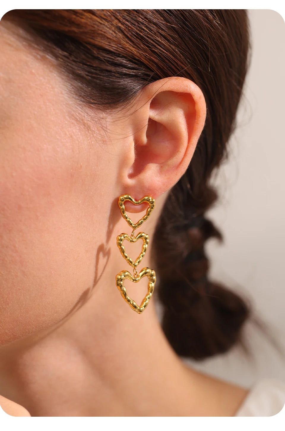 Triple Heart Earrings