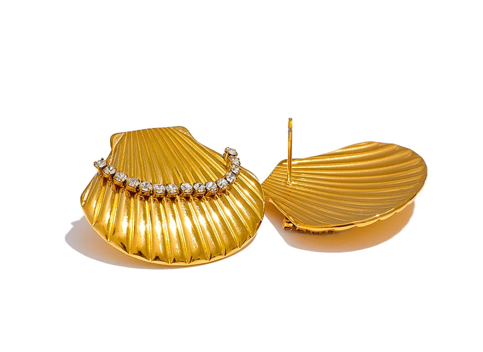 Golden Shell Stud Earrings