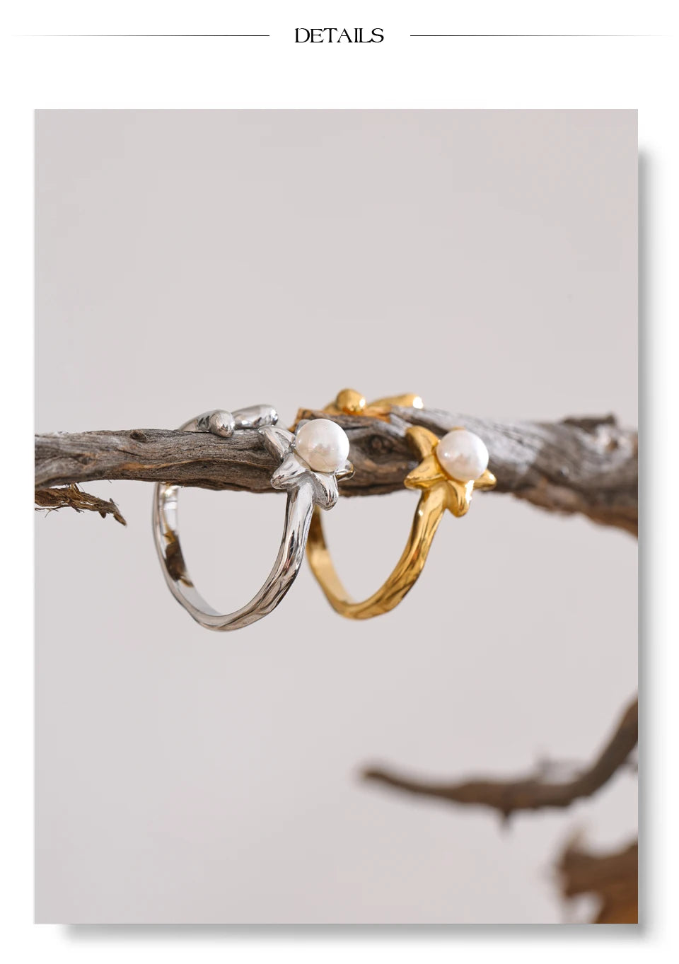 Pearl Flower Open Adjustable Ring