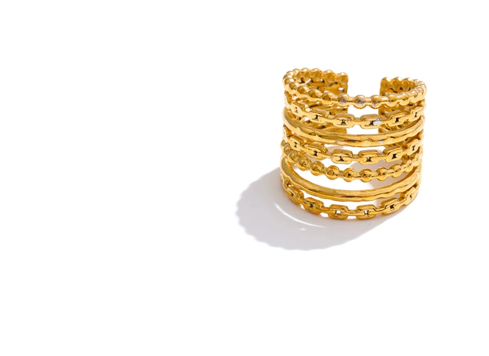 Wide Beaded Cuff Ring