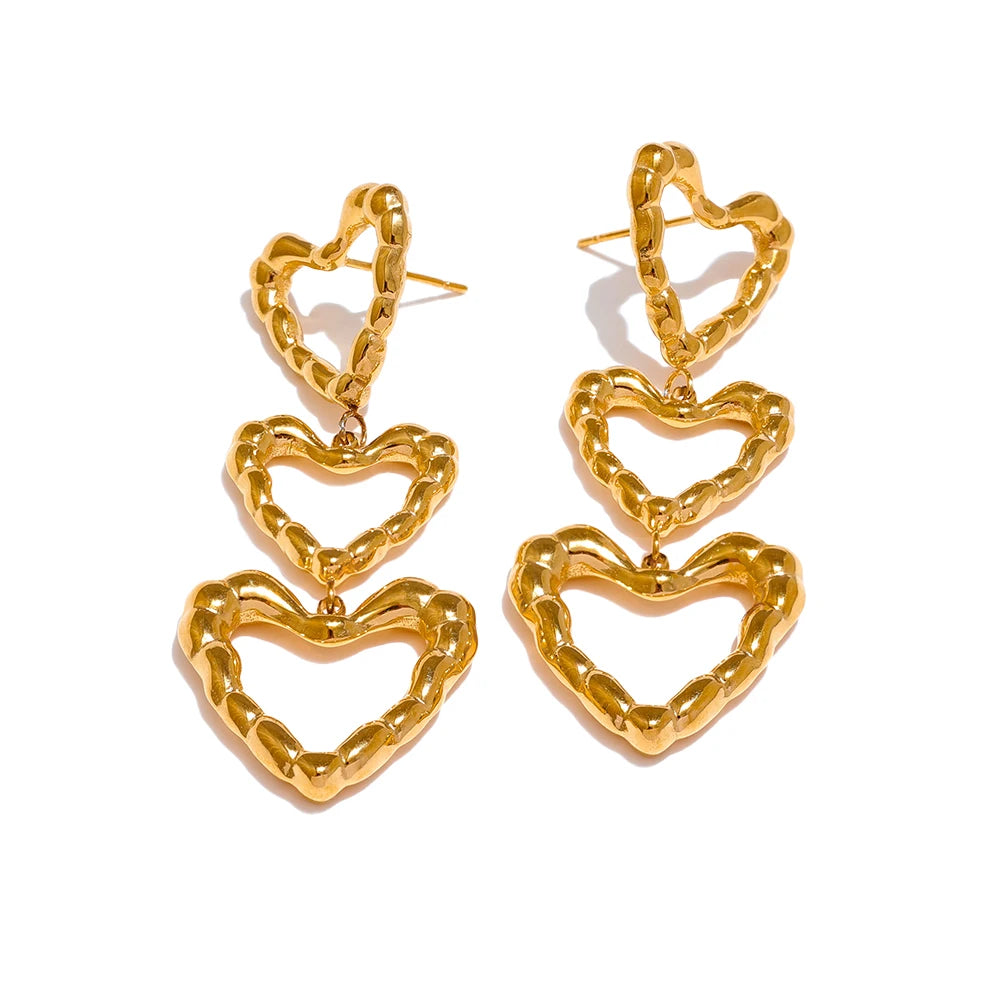 Triple Heart Earrings