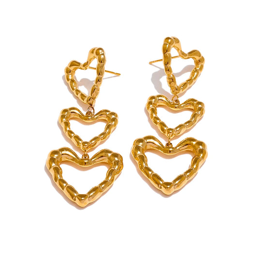 Triple Heart Earrings