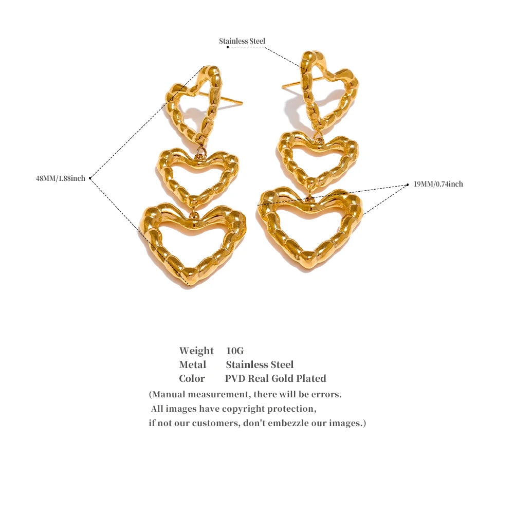 Triple Heart Earrings