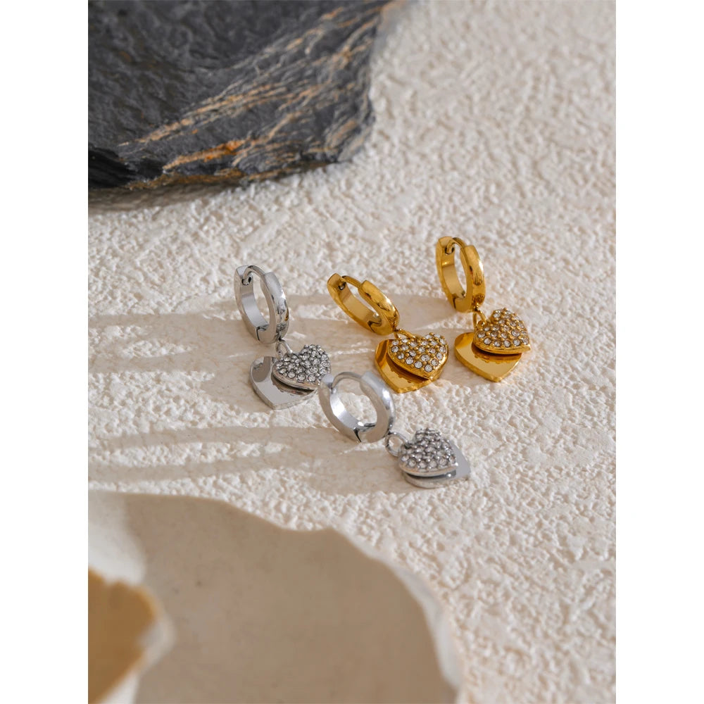 Golden Heart Drop Earrings