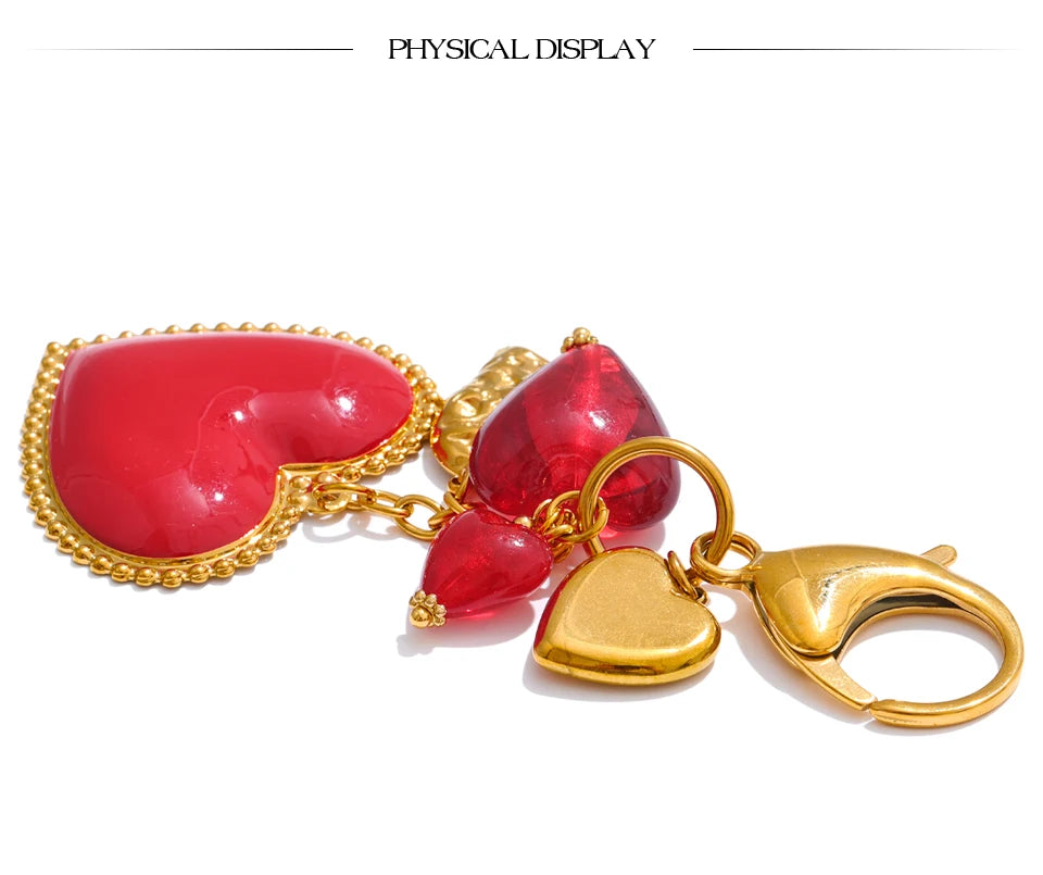 Red Glass Drop Key Chains