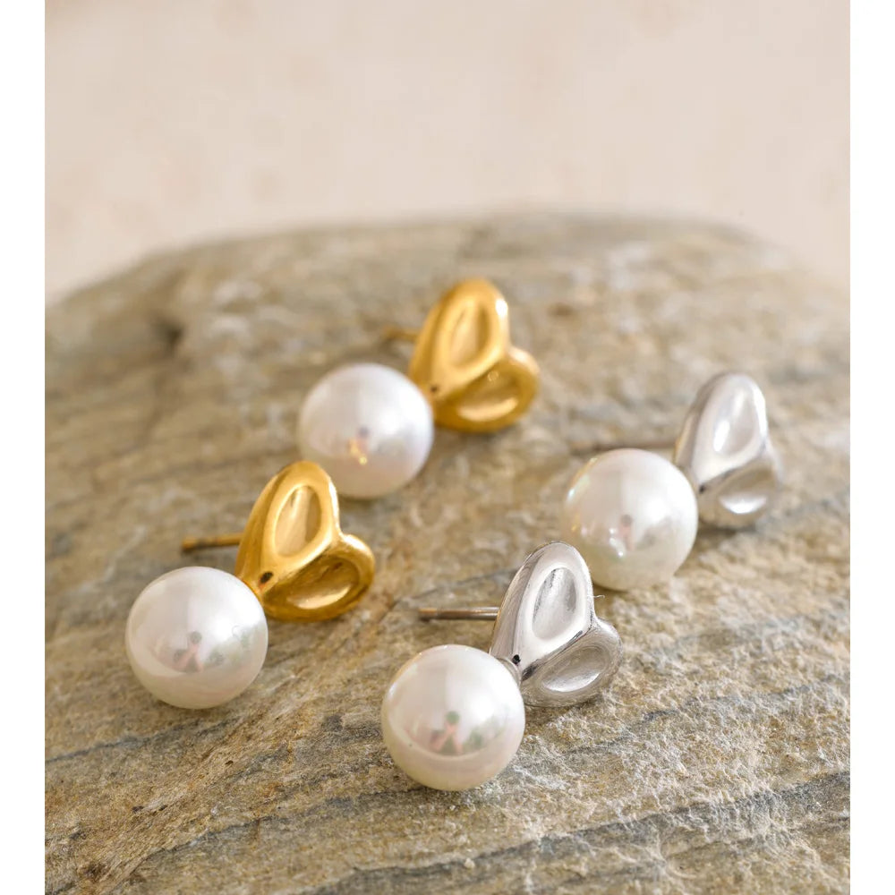 Pearl Heart Studs