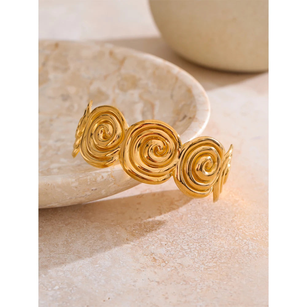 Spiral Gold Cuff Bracelet