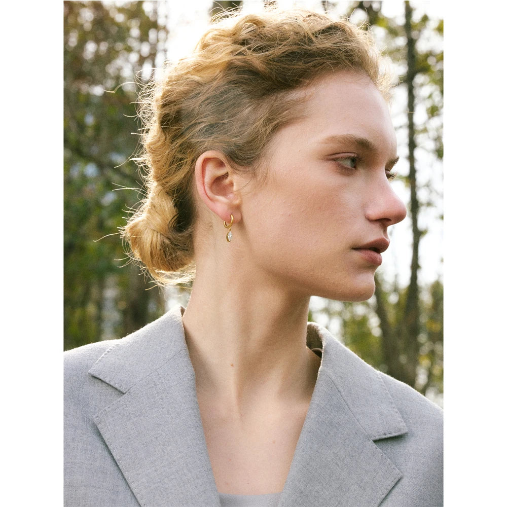 Crystal Drop Hoop Earrings