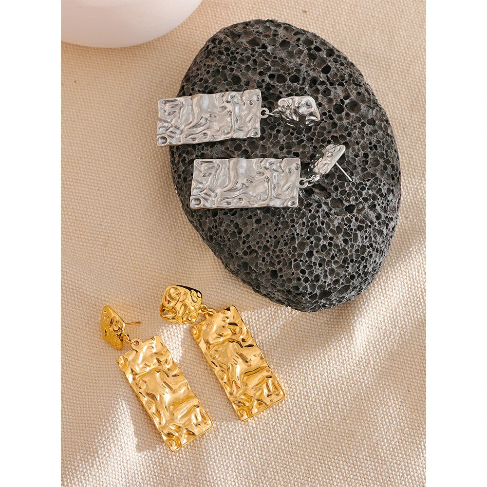 Textured Rectangle Drop Earrings
