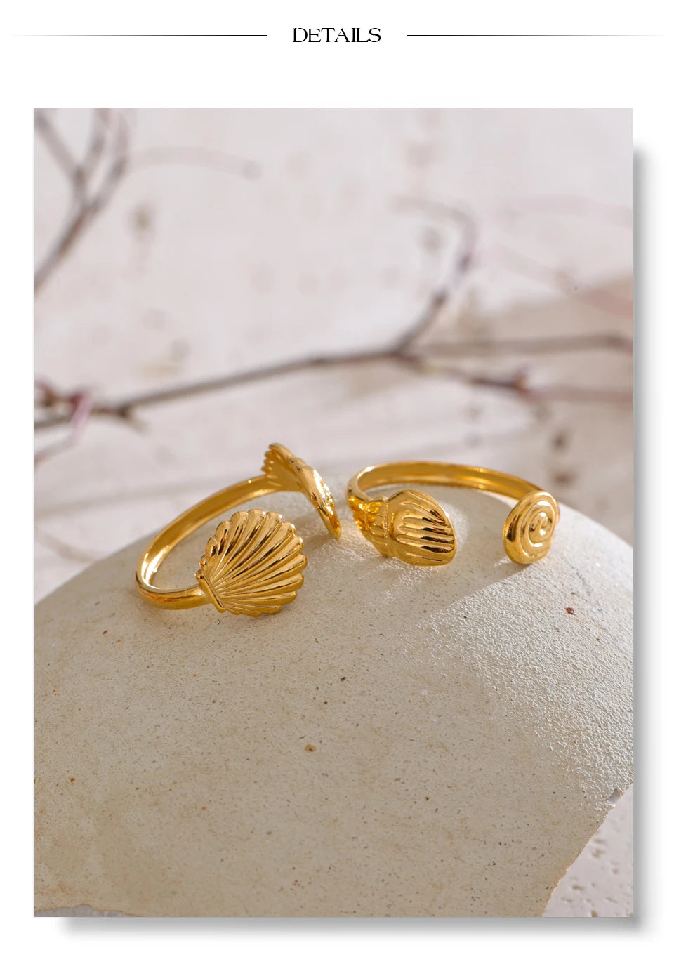 Adjustable Shell Open Ring