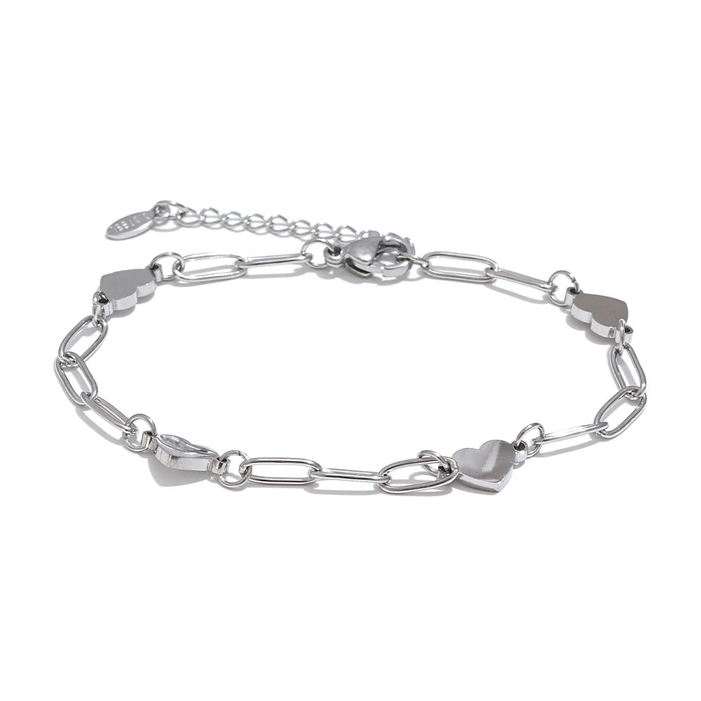 Heart Link Charm Bracelet