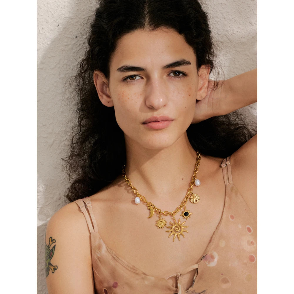Radiant Sun Charm Necklace