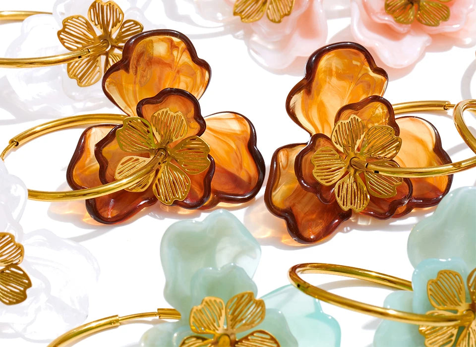 Amber Bloom Hoops