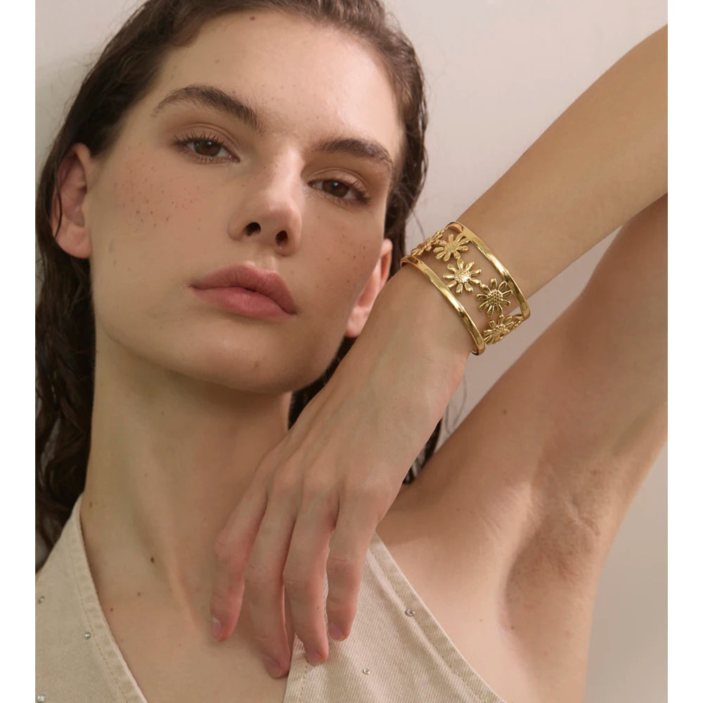 Golden Bloom Cuff Bracelet
