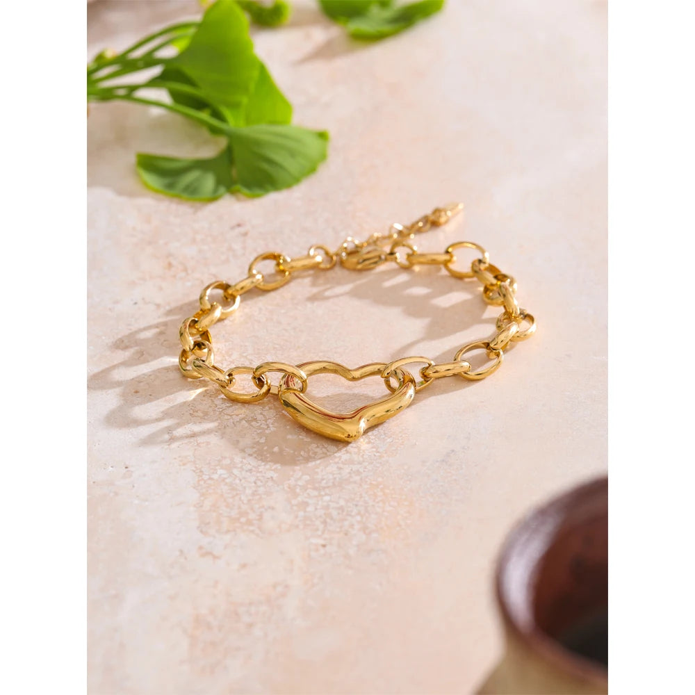 Chunky Chain Heart Bracelet