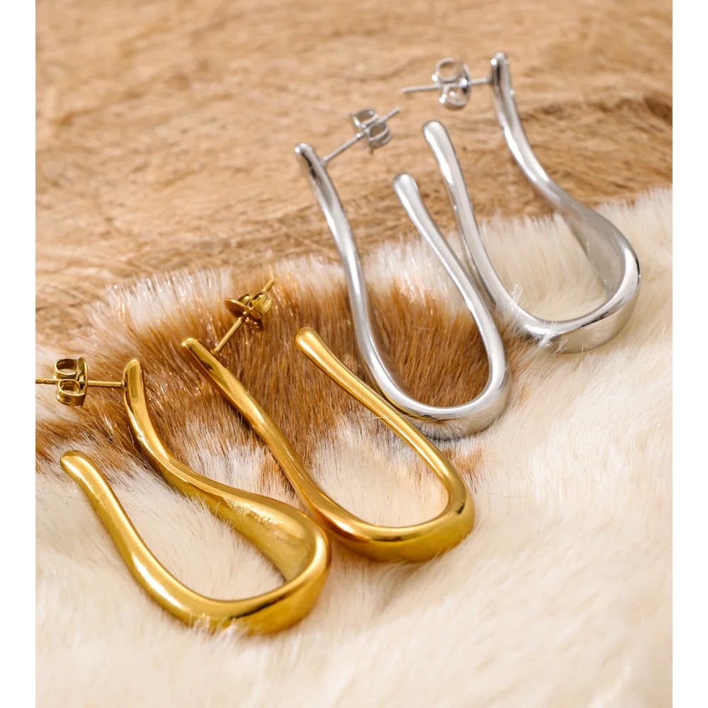 Sculptural Gold Drop Earrings