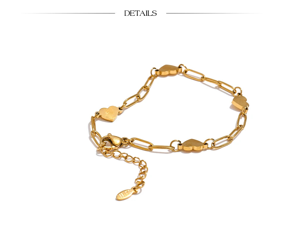 Heart Link Charm Bracelet