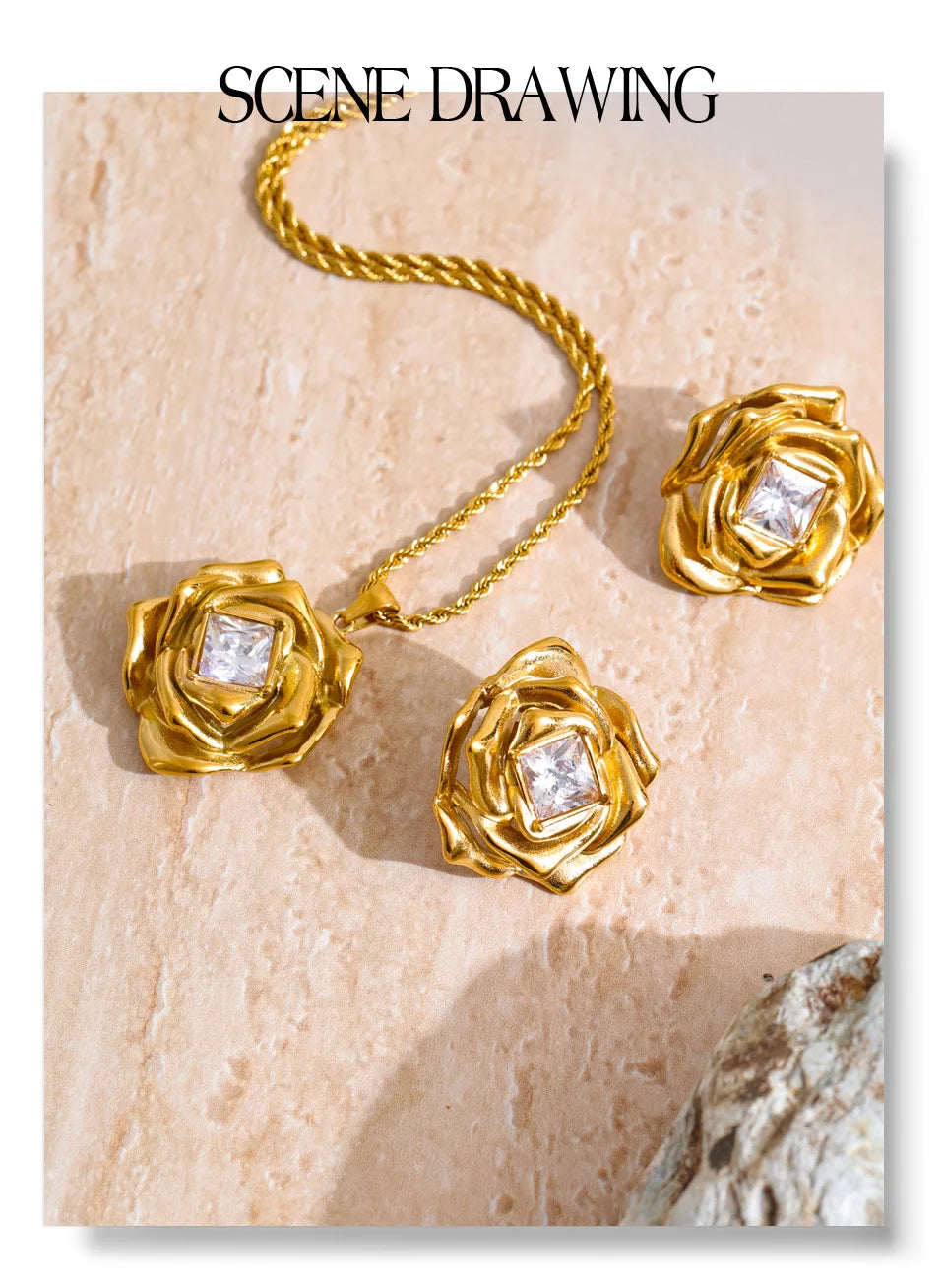 Rose Crystal Jewelry Set