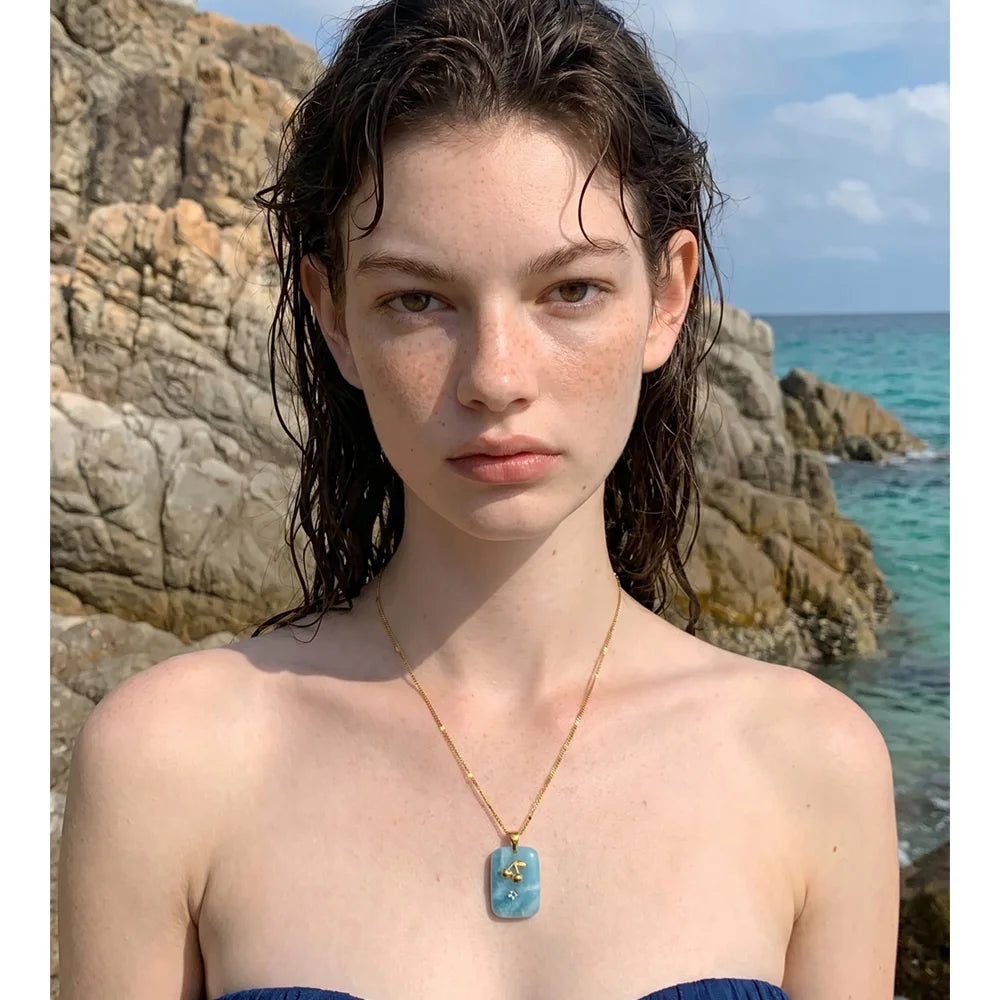 Pastel Stone Charm Necklace Set