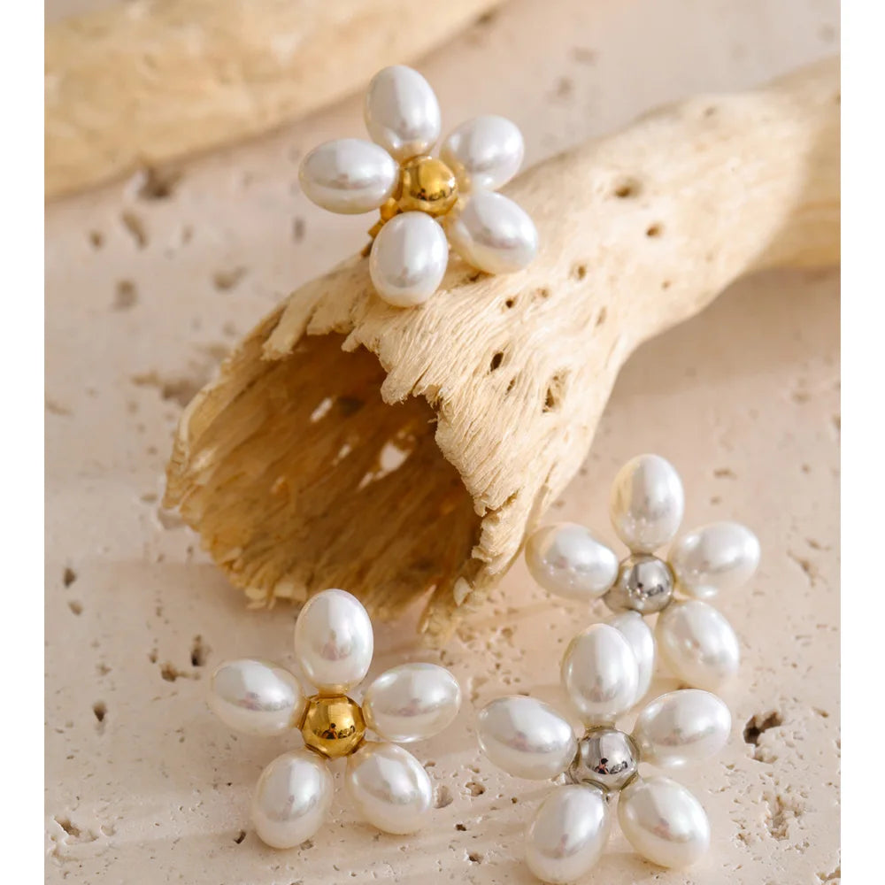 Pearls Flower Earrings