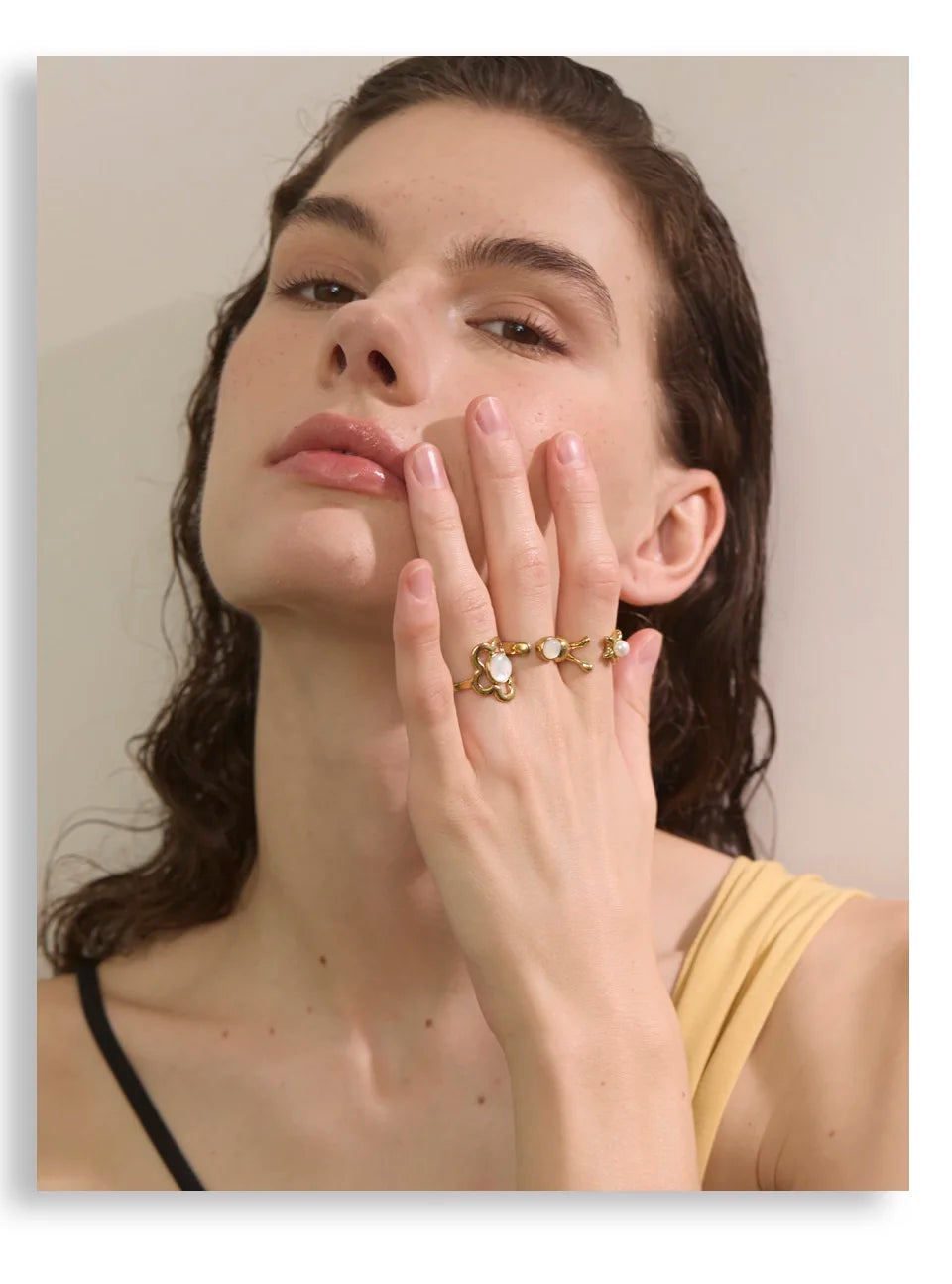 Pearl Flower Open Adjustable Ring