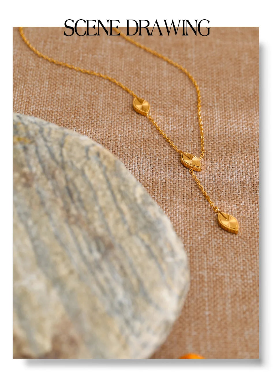 Golden Drop Lariat Necklace