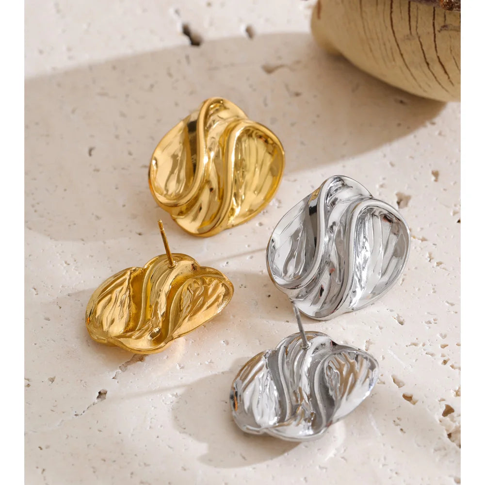 Elegant Sculpted Gold Earrings