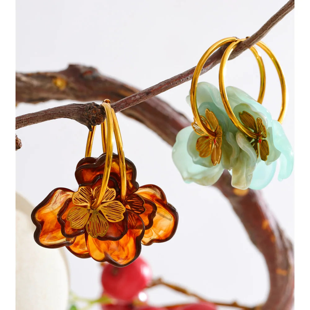 Amber Bloom Hoops