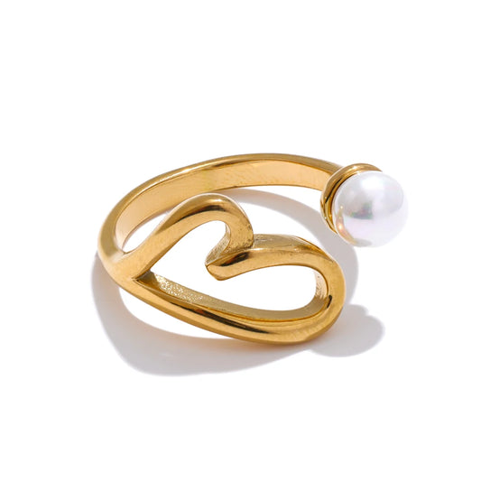 Open Heart & Pearl Ring