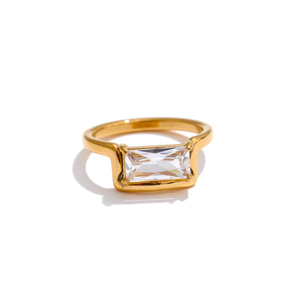 Emerald Cut Crystal Ring