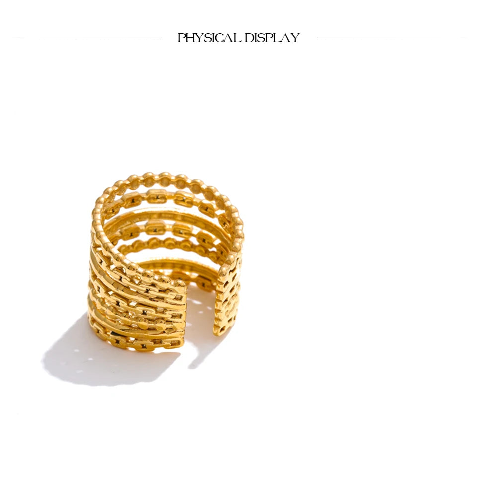 Wide Beaded Cuff Ring