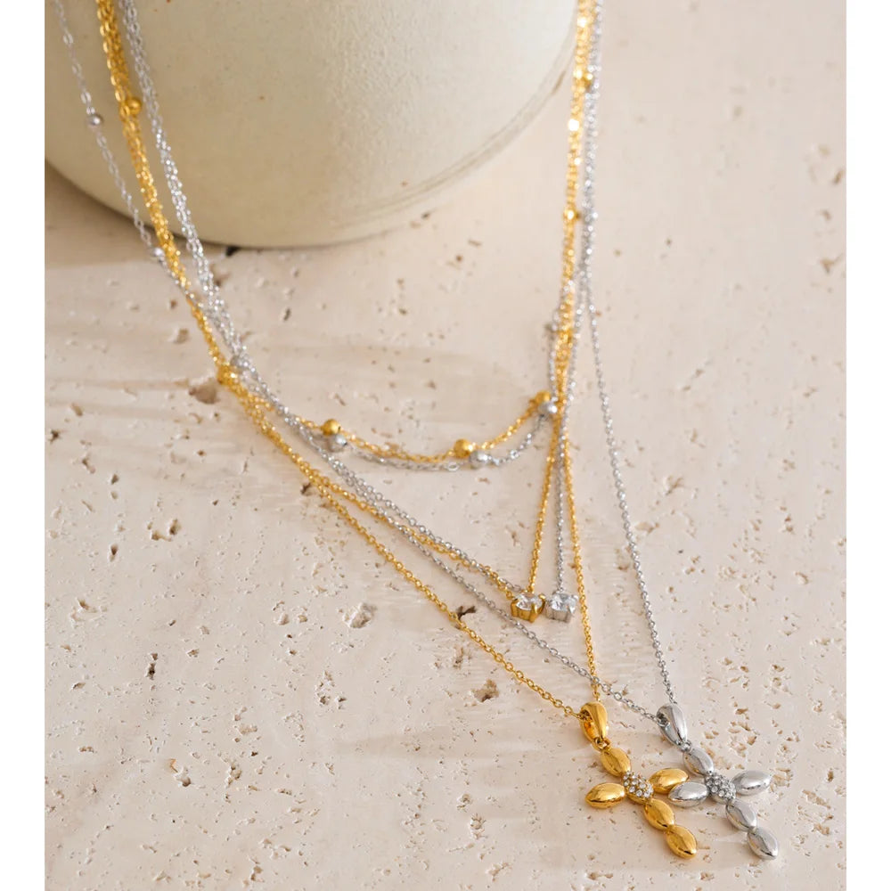 Layered Cross Necklace