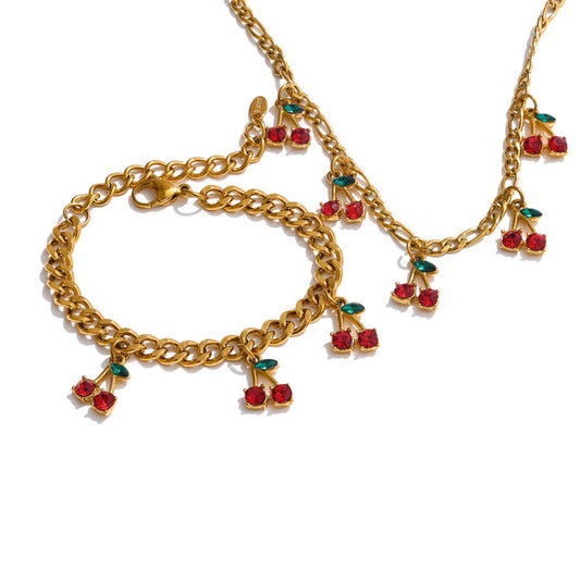 Geometric Gold Necklace & Bracelet Jewelry Set