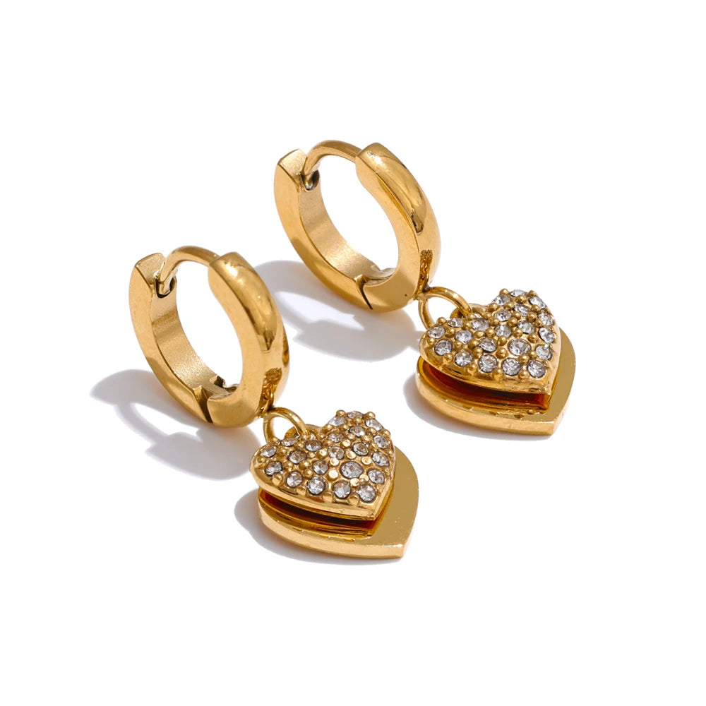 Golden Heart Drop Earrings